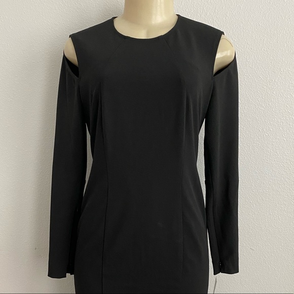 Donna Morgan black cold shoulder midi dress - Picture 3 of 7